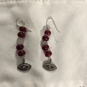 Evil eye diamond and ruby earrings